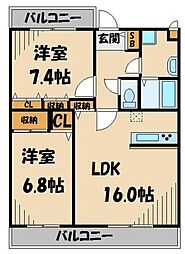 みそのGARDEN 2LDKの間取図画像