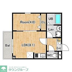 春日部市道順川戸アパート 1LDKの間取図画像