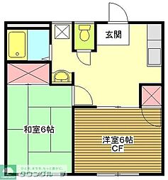 アレイコート久野 2DKの間取図画像