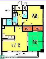 ライオンズプラザ川口第2 2LDKの間取図画像