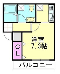 JMFUJISTA9 1Kの間取図画像
