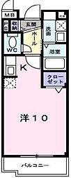 プリムローズ2 1Kの間取図画像