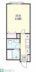 ao北越谷 1Kの間取図画像