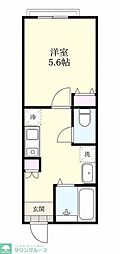 ao北越谷 1Kの間取図画像