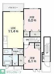 アクロス・ザ・ユニバース 2LDKの間取図画像