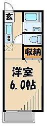 コブネ第2ハイツ 1Kの間取図画像