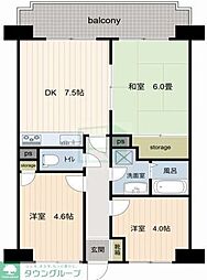 朝日プラザガーデンシティー新越谷 3DKの間取図画像