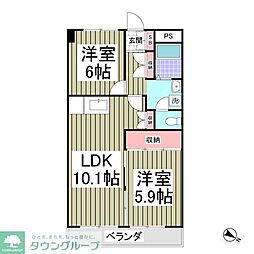 中野ビル 2DKの間取図画像