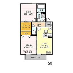 リリー坂下B 2LDKの間取図画像