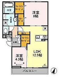 ロイジェントパークス草加手代A 2LDKの間取図画像
