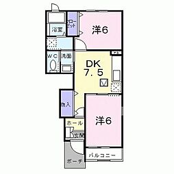 サニーレジデンス 2DKの間取図画像