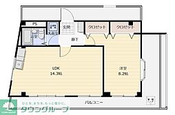森ビル 1LDKの間取図画像