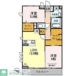 安行藤八D-room2 2LDKの間取図画像