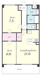 M'sSQUARE 2LDKの間取図画像