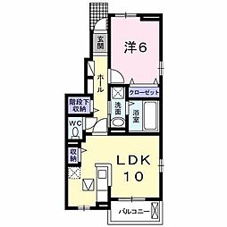 カルムI 1階1LDKの間取り