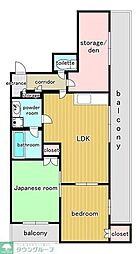 プランドール 4階3DKの間取り