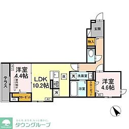 D-ROOM松木B 1階2LDKの間取り