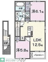 リコルディ 2階2LDKの間取り