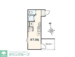MELLAS矢川IV 304 3階ワンルームの間取り