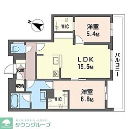 セントリビエ南平 2LDKの間取図画像