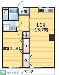 ヤトダハイツ 1LDKの間取図画像