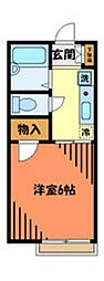 シャンプル中村 1Kの間取図画像