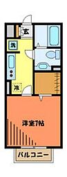 クレセント・シェル 1Kの間取図画像