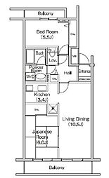 フィール天神町2号館 2LDKの間取図画像