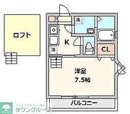 エクセルコーポ 1Kの間取図画像
