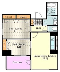 シャーメゾンステージ日野 2LDKの間取図画像
