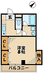 新屋ビル 1Kの間取図画像