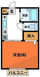 グレートハイム国立 1Kの間取図画像