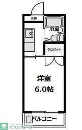 カーサK 1Kの間取図画像