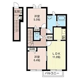 サニーコートA 2LDKの間取図画像