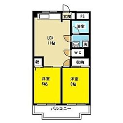 ファミールムカイ 2LDKの間取図画像