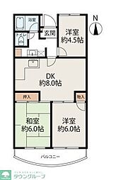 グリーンコーポ金田1 3DKの間取図画像