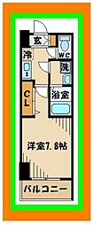 T.P.Cレジデンス府中 1Kの間取図画像