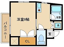 ラウレア 1Kの間取図画像