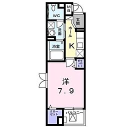 ハピネスパラシオン 1Kの間取図画像