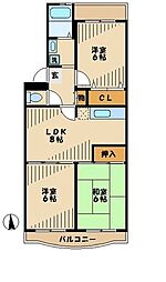 サンフラワー坂上 3LDKの間取図画像