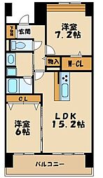 ロイヤルパークス若葉台 2LDKの間取図画像