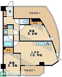 JR横浜線 八王子みなみ野駅 徒歩20分の賃貸マンション 3階2LDKの間取り