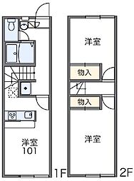 レオパレス峯下B 2DKの間取図画像