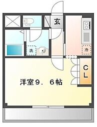 プレザンス 1Kの間取図画像