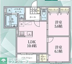 リケナ矢野口 2LDKの間取図画像