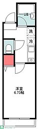 D.1中河原 ワンルームの間取図画像