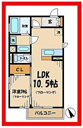 マグワートC 1LDKの間取図画像