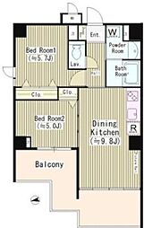 コーボック桜ヶ丘 2DKの間取図画像