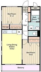 メゾングレースA 2LDKの間取図画像