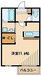 シャルム2 1Kの間取図画像